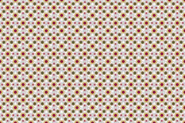 Küçük çiçekte şirin bir paçavra deseni var. Kusursuz bej, beyaz ve yeşil desenli şirin çiçekli..