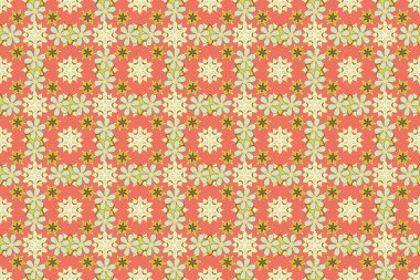 Sarı, turuncu ve bej renklerde desensiz raster çiçeği deseni.