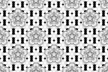 Siyah zemin üzerinde raster beyaz elementlerin kusursuz deseni.