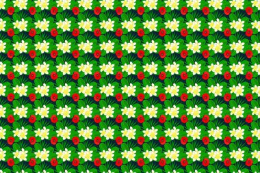 El çizimi çiçek unsurları olan soyut, dikişsiz raster deseni. Sonbahar renkleri. Mavi arka planda çiçek açan ipek eşarp. 1950-1960 motifleri. Retro tekstil tasarım koleksiyonu.