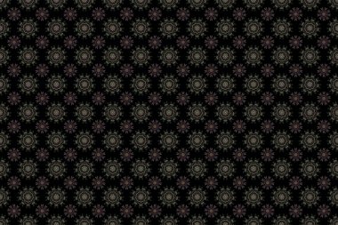 Raster tarzı bir süs. Damask 'ta kahverengi, gri ve yeşil renklerde çiçek desenleri var. Soyut çiçekli kraliyet duvar kağıdı.