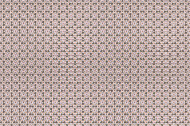 Raster illüstrasyonu. Sarı, mavi ve gri renklerde çiçek motifleri olan soyut zarafet deseni.