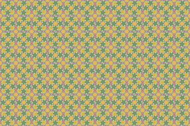 Raster bej, yeşil ve gri desenli tasarımınız için. Ambalaj kağıdı, baskı, kumaş ya da tekstil için modern geometrik kusursuz desen. Klasik süs.