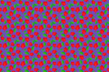 Çiçeksiz desenli, çiçek açan çiçekli ve menekşe arkaplanda yapraklı. Amfibik çiçekli şık duvar kağıtları. Soyut raster arkaplanı.