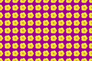 El çizimi çiçek unsurları olan soyut, dikişsiz raster deseni. Mor arka planda kozmos çiçekli ipek eşarp. 1950-1960 motifleri. Sonbahar renkleri. Retro tekstil tasarım koleksiyonu.