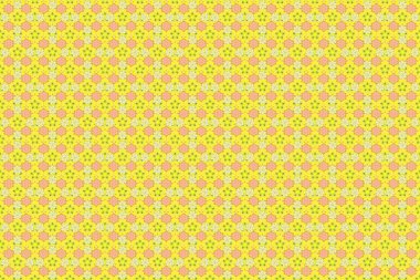 Raster illüstrasyonu. Geleneksel Hint çiçeksiz deseni yeşil, sarı ve bej renklerde..