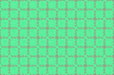 1950-1960 motifleri. El çizimi çiçek unsurları olan soyut, dikişsiz raster deseni. Pembe ve kahverengi çiçekli ipek eşarp. Retro tekstil tasarım koleksiyonu. Sonbahar renkleri.