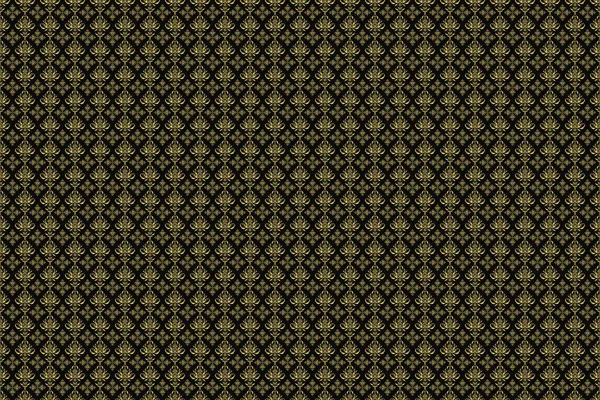 Zwarte Gouden Vintage Textielprint Islamitisch Rasterontwerp Gouden Tegels Met Bloemmotief — Stockfoto
