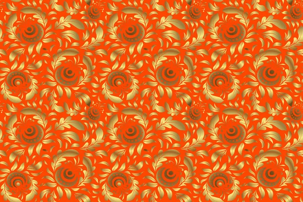 Orange Und Goldenes Muster Elegantes Raster Klassisches Goldenes Nahtloses Muster — Stockfoto