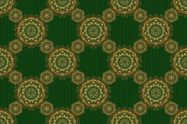 Traditionelle Klassische Ornamente Goldene Und Grüne Nahtlose Muster Orientalisches Rastermuster — Stockfoto