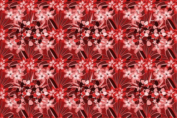 Styl Čmáranice Ručně Kreslená Ilustrace Rastr Bezešvé Květinový Vzor Primula — Stock fotografie