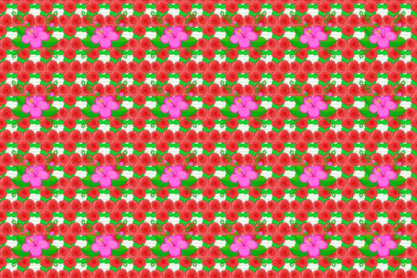 Color seamless floral raster pattern illustration.