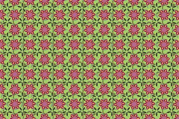 Cute seamless pattern in small flower. The elegant the template for fashion prints. Raster illustration. Ditsy floral style in green, purple and yellow colors.