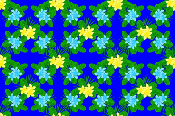 Abstrakte Eleganz Raster Nahtlose Muster Mit Federn Blumen Auf Blauem — Stockfoto
