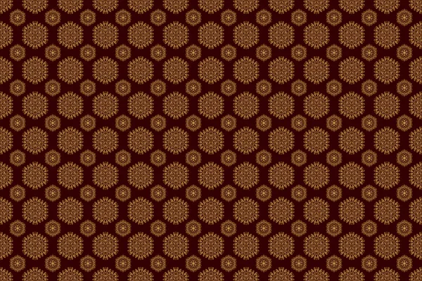 Seamless pattern in Victorian style on a brown background. Raster golden elements for vignettes and borders or design template. Luxury floral frames and ornate decor.