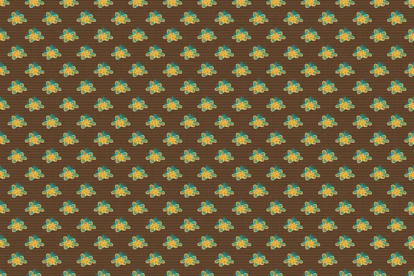 Seamless Pattern Raster Summer Print Brown Yellow Green Colors Small — Stock Photo, Image