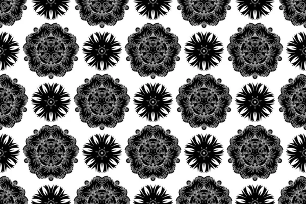 Royal black seamless pattern on a white background. Luxury ornament for wallpaper, invitation, wrapping. Raster illustration.