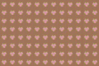Kahverengi, bej ve pembe güllerle kusursuz bir desen. Raster illüstrasyonu. Uçan kahverengi, bej ve pembe güllerle soyut ve pürüzsüz bir arkaplan.