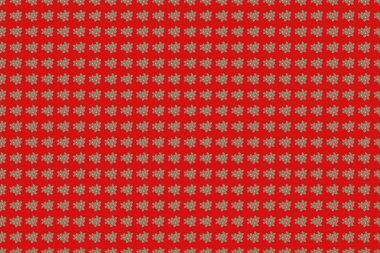 El çizimi çiçek unsurları olan soyut, dikişsiz raster deseni. Retro tekstil tasarım koleksiyonu. Sonbahar renkleri. 1950-1960 motifleri. Kırmızı ve pembe renkli çiçek açan ipek eşarp..