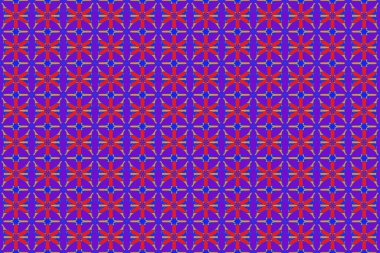 Sonbahar renkleri. El çizimi çiçek unsurları olan soyut, dikişsiz raster deseni. Mor, kırmızı ve mor renkli çiçek açan ipek eşarp. 1950-1960 motifleri. Retro tekstil tasarım koleksiyonu.