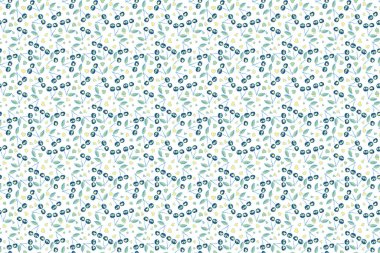 Suluboya efektli çizim. Pırıl pırıl mavi kirazlı kusursuz desen.