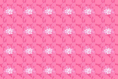 Pembe ve beyaz renklerde, modern çiçeksiz desen. Raster Plumeria çiçek desenleri tekrarlanıyor. Çiçek izi.