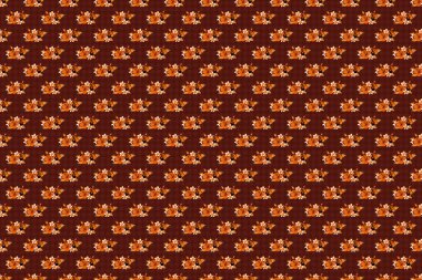 Raster illüstrasyonu. Kahverengi, turuncu ve bej amber çiçekleri dikişsiz desen.