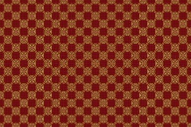 Klasik oryantal raster modeli. Kırmızı zemin üzerinde altın tekrarlayan elementler olan soyut, pürüzsüz desen. Klasik kırmızı ve altın desenli.