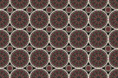 Damask, pembe ve bej renklerde, kusursuz çiçek deseni. Siyah arkaplandaki soyut çiçekler. Raster tarzı bir süs. Kraliyet duvar kağıdı.