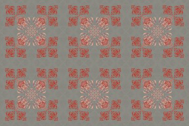 Kesik kağıt dantel dokusu, raster tül arka plan, pembe, kırmızı ve gri renklerde girintisiz desen. Raster illüstrasyonu.