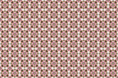 Hediye paketi için yeşil, beyaz ve pembe renkli arka plan. Raster duvar kağıdı tasarımı. Şirin çiçeklerle kusursuz desen. Güzel, pürüzsüz bir desen. Dekorasyon kumaşı.