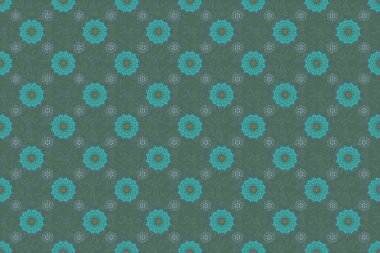 Raster kesim kağıt dantel dokusu, yeşil, bej ve mavi tül, girintisiz desen.