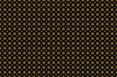 Baskı, kumaş ya da tekstil için altın desenli Tayland ipeği tasarımı. Geleneksel Tayland altın arka planı ve ızgaralı dokusu. Tayland hattı, siyah bir zeminde altın desenli..