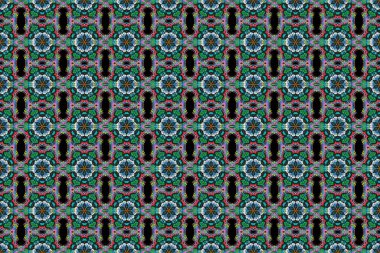 El yapımı etnik doku, hayal gücünün uçuşu. Kusursuz soyut, çok renkli kabile deseni. Raster illüstrasyonu.