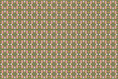 Pırasa yeşili, bej ve sarı elementlerin kusursuz deseni.