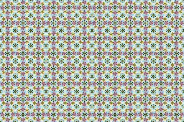 Küçük çiçekte hoş, dikişsiz çiçek deseni var. Kahverengi, pembe ve mavi renklerde kusursuz desen.