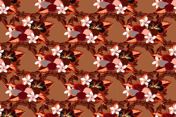 Raster Illustration Hand Drawn Floral Texture Pink Orange Red Decorative — Stock Photo, Image