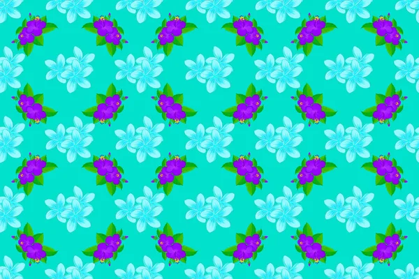 Растровая Иллюстрация Софт Акварельный Цветочный Принт Plumeria Безморщинистый Узор Синем — стоковое фото