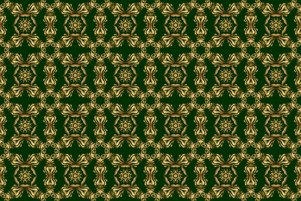 Abstract Klassiek Naadloos Patroon Met Gouden Elementen Een Groene Achtergrond — Stockfoto