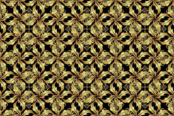 Raster Nahtlose Muster Der Traditionellen Ornamentalen Hintergrund Mit Goldenen Kreisförmigen — Stockfoto