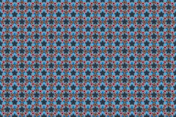 Seamless hand-drawn texture in blue, gray and pink colors. Cute raster floral seamless pattern in the small flower. Raster illustration.