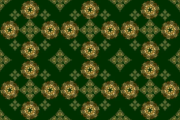 Květinová Orientální Výzdoba Luxusní Tapety Zelené Zdobený Zlatý Vzor Pro — Stock fotografie