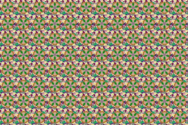 Абстрактний Елегантний Растровий Безшовний Візерунок Квітами Зеленому Фіолетовому Кольорах — стокове фото