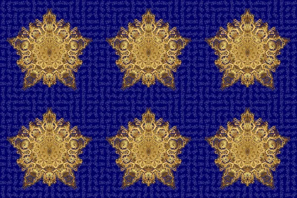 Kerstkaart Mandala Design Goud Boven Blauw Uitnodigingskaart Scrapbooking Vintage Gouden — Stockfoto