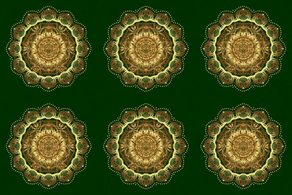 Raster Emas Desain Monokrom Abstrak Mandala Geometri Suci Ilustrasi Lingkaran — Stok Foto
