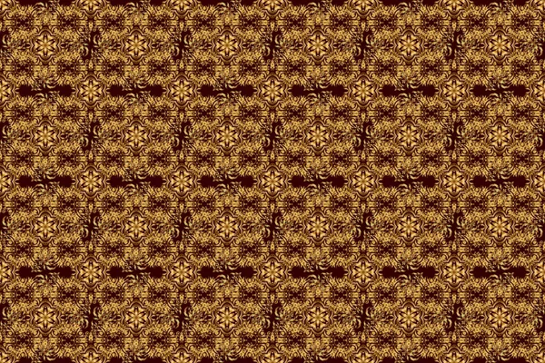 Brown and golden pattern. Elegant raster classic golden seamless pattern. Seamless abstract background with golden repeating elements.