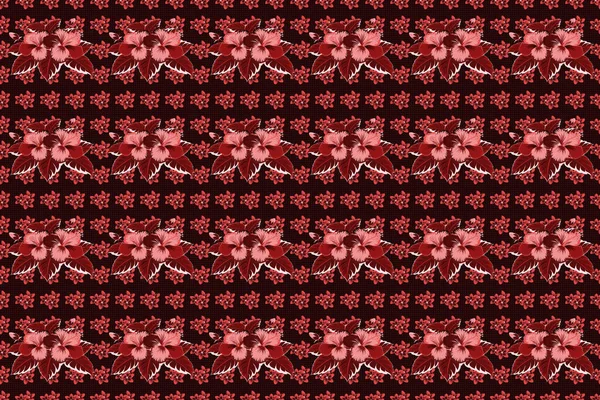 Blommande Djungel Hibiskus Sömlöst Mönster Sömlöst Exotiskt Mönster Med Röda — Stockfoto