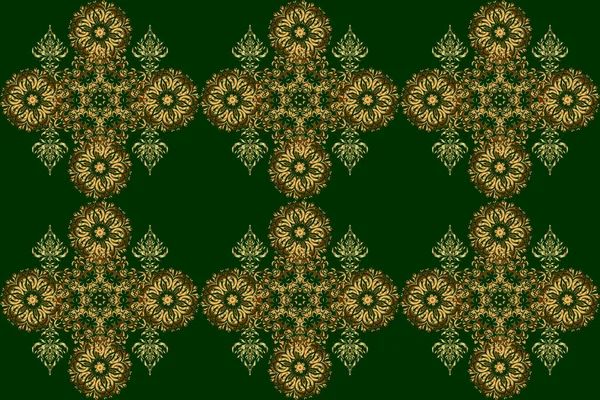 Golden Floral Seamless Pattern Raster Greed Vignette Design Ornate Decor — Stock Photo, Image