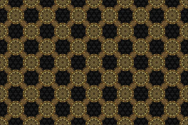Orient Background Golden Repeating Elements Damask Raster Classic Golden Pattern — Stock Photo, Image