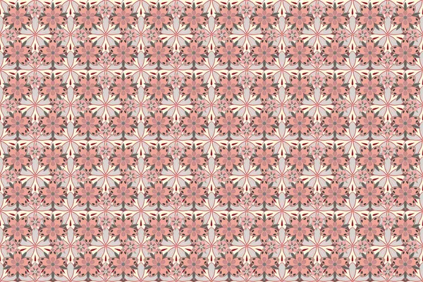 Nahtlos Niedliches Muster Kleiner Blüten Rosa Grau Und Beige Farben — Stockfoto